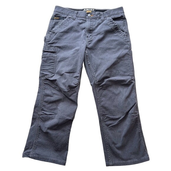 Ariat Pants Gray M4 Rebar Low Rise Workwear Cargo Canvas  32 x 24 Crop *Altered* - Picture 1 of 8